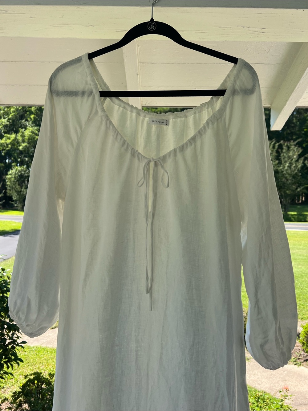 Like New - Linen - Romantic Billowy Maxi Dress - Off White - Picture 7 of 13